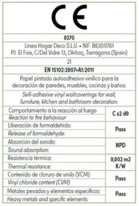 Certificado CE Lineafix Adhesive Wall