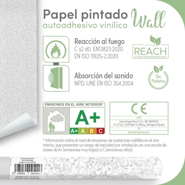 Papel pintado vinílico Annata white - lineahogar - Lineafix Adhesive Wall - imagen producto