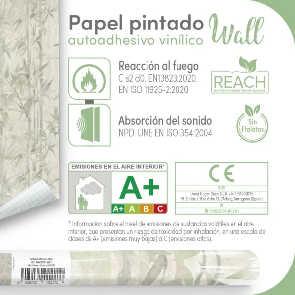 Papel pintado vinílico Bamboo light - lineahogar - Lineafix Adhesive Wall - imagen producto