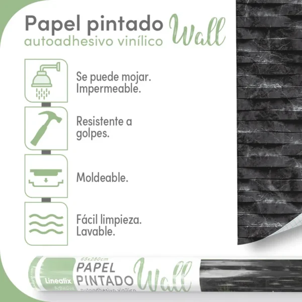 Papel pintado vinílico Carrara Black - lineahogar - Lineafix Adhesive Wall - imagen producto