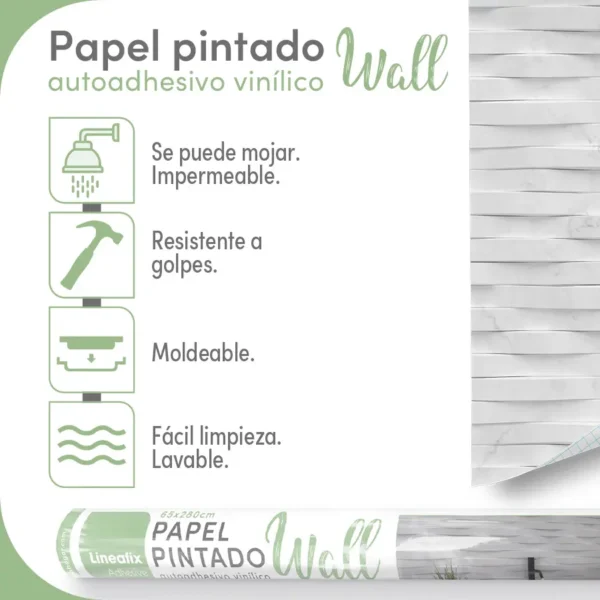 Papel pintado vinílico Carrara White - lineahogar - Lineafix Adhesive Wall - imagen producto