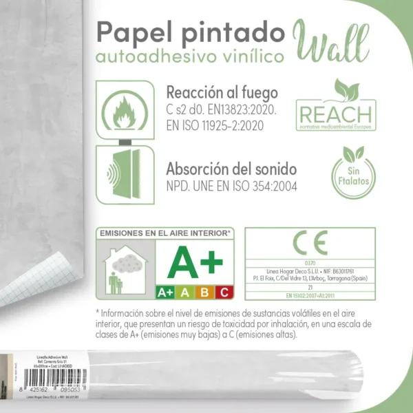 Papel pintado vinílico Cemento gris 01 - lineahogar - Lineafix Adhesive Wall - imagen producto