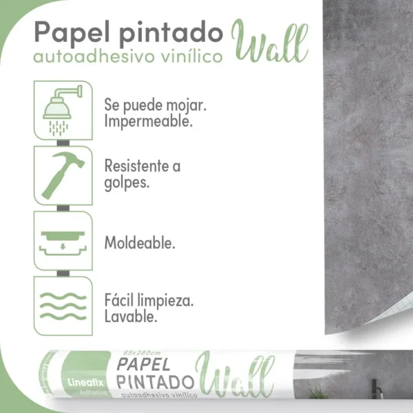 Papel pintado vinílico Cemento gris 02 - lineahogar - Lineafix Adhesive Wall - imagen producto