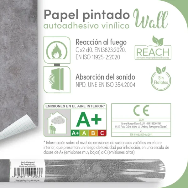 Papel pintado vinílico Cemento gris 02 - lineahogar - Lineafix Adhesive Wall - imagen producto