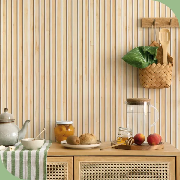Papel pintado vinílico Listones white - lineahogar - Lineafix Adhesive Wall - imagen producto