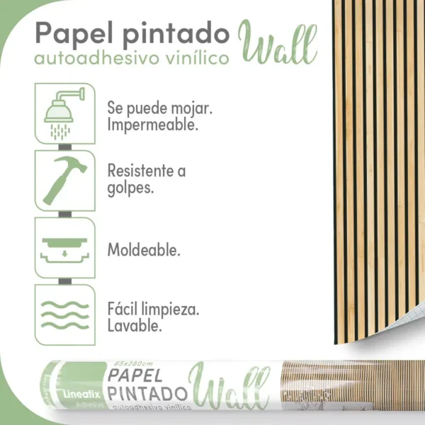 Papel pintado vinílico Listones - lineahogar - Lineafix Adhesive Wall - imagen producto