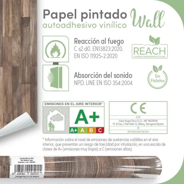 Papel pintado vinílico Madeira Cedar - lineahogar - Lineafix Adhesive Wall - imagen producto