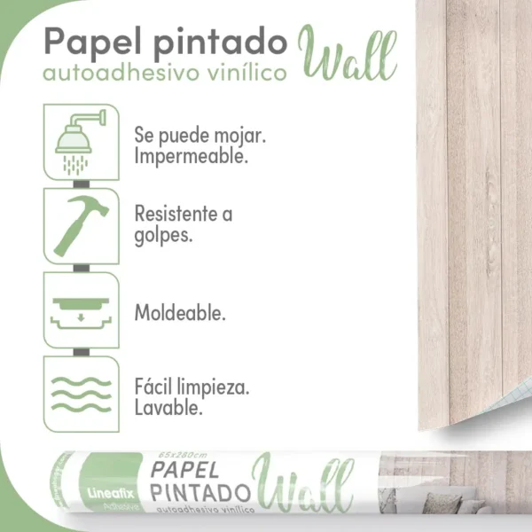 Papel pintado vinílico Madeira Light - lineahogar - Lineafix Adhesive Wall - imagen producto