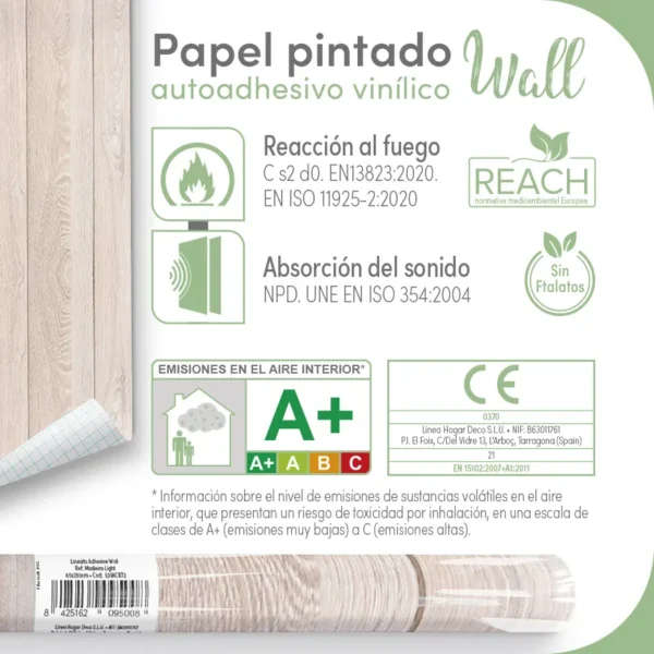 Papel pintado vinílico Madeira Light - lineahogar - Lineafix Adhesive Wall - imagen producto