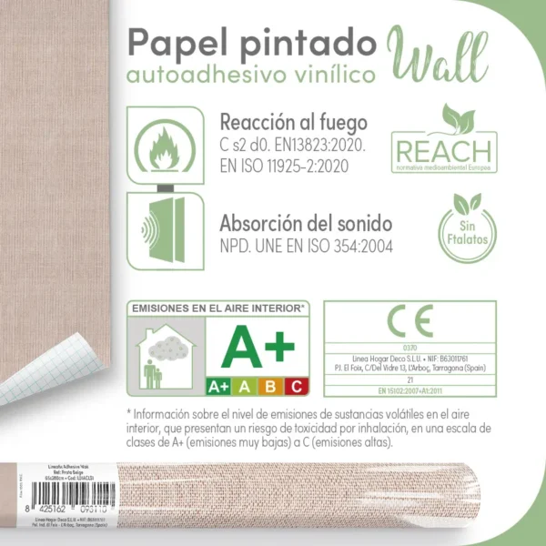 Papel pintado vinílico Prato Beige - lineahogar - Lineafix Adhesive Wall - imagen producto