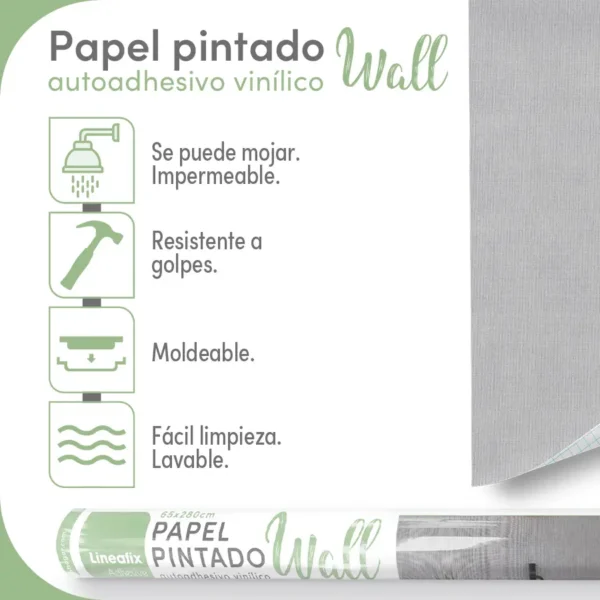 Papel pintado vinílico Prato Gris - lineahogar - Lineafix Adhesive Wall - imagen producto