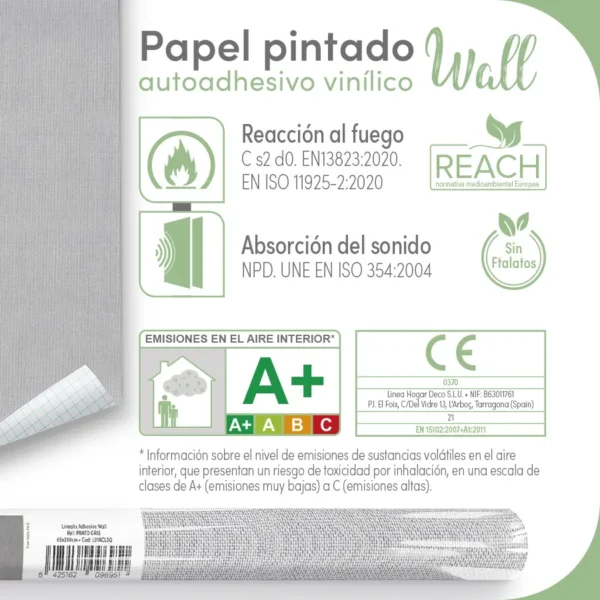 Papel pintado vinílico Prato Gris - lineahogar - Lineafix Adhesive Wall - imagen producto