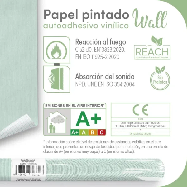 Papel pintado vinílico Prato Turquesa - lineahogar - Lineafix Adhesive Wall - imagen producto