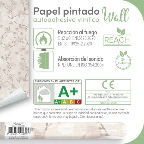 Papel pintado vinílico Rama rosa - lineahogar - Lineafix Adhesive Wall - imagen producto