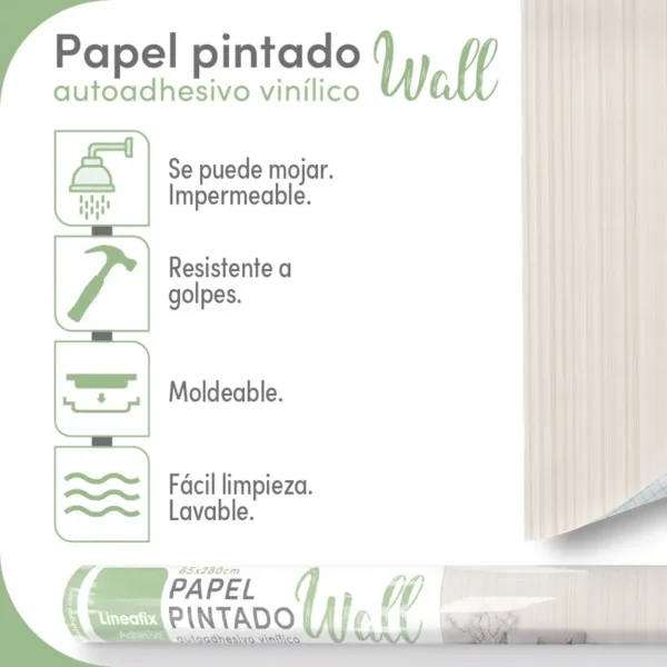 Papel pintado vinílico Righe piedra - lineahogar - Lineafix Adhesive Wall - imagen producto