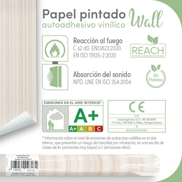 Papel pintado vinílico Righe piedra - lineahogar - Lineafix Adhesive Wall - imagen producto