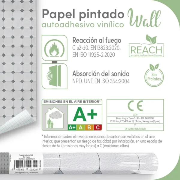 Papel pintado vinílico Tegels- lineahogar - Lineafix Adhesive Wall - imagen producto