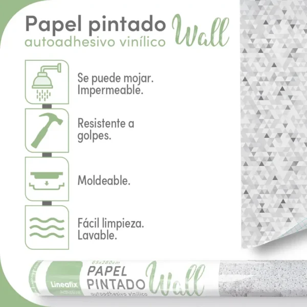 Papel pintado vinílico Trekant grey- lineahogar - Lineafix Adhesive Wall - imagen producto