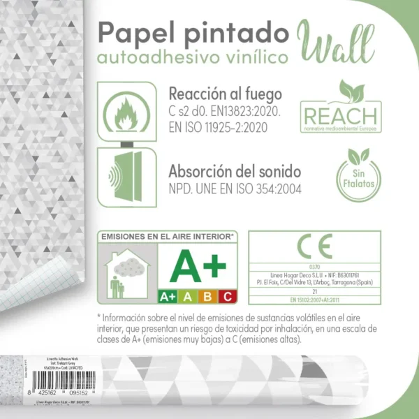 Papel pintado vinílico Trekant grey- lineahogar - Lineafix Adhesive Wall - imagen producto