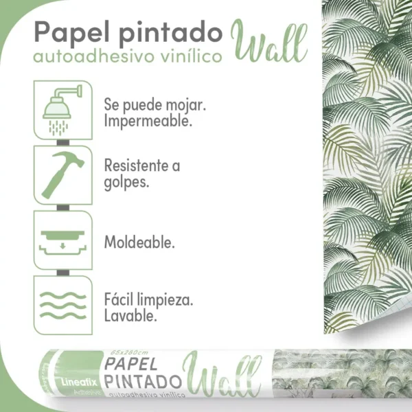 Papel pintado vinílico Tropic green - lineahogar - Lineafix Adhesive Wall - imagen producto