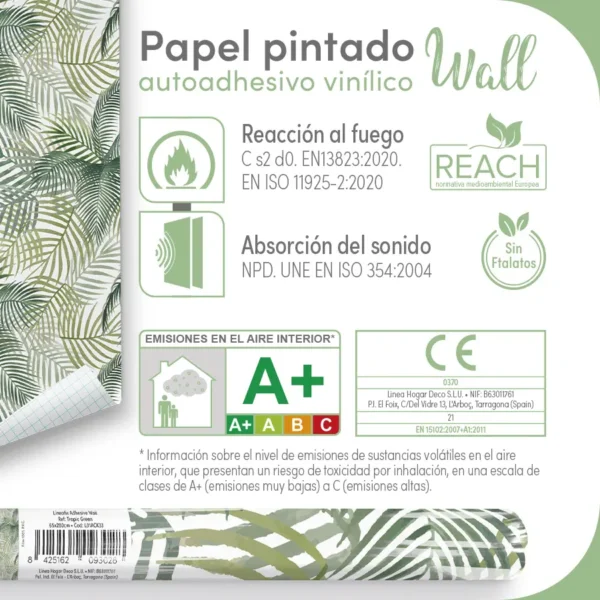 Papel pintado vinílico Tropic green - lineahogar - Lineafix Adhesive Wall - imagen producto