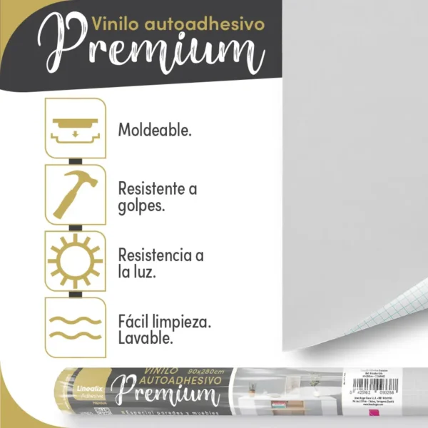 Vinilo autoadhesivo Premium Unicolor Gris - lineahogar - Lineafix Adhesive Premium - imagen producto