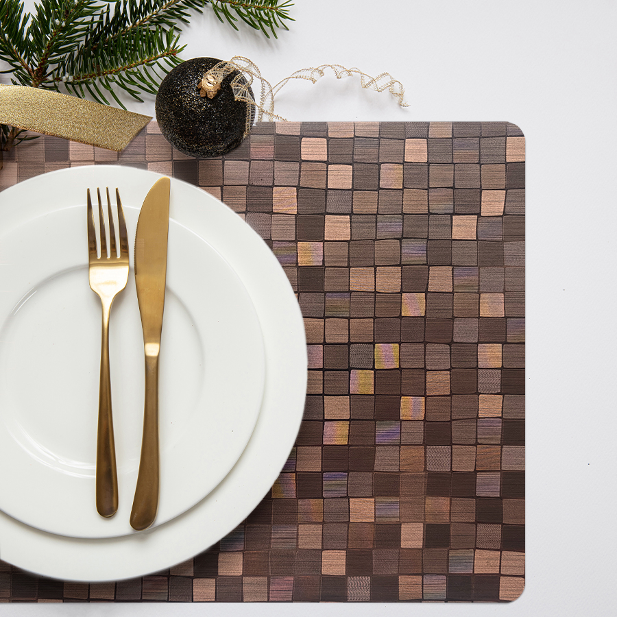 Mantel individual metalizado Lineatable - TD151 Brown