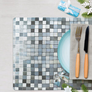 Mantel individual metalizado Lineatable - TD151 Light Grey