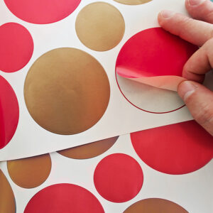Sticker Dots Gold - bolas rojas y doradas - Lineafix Adhesive