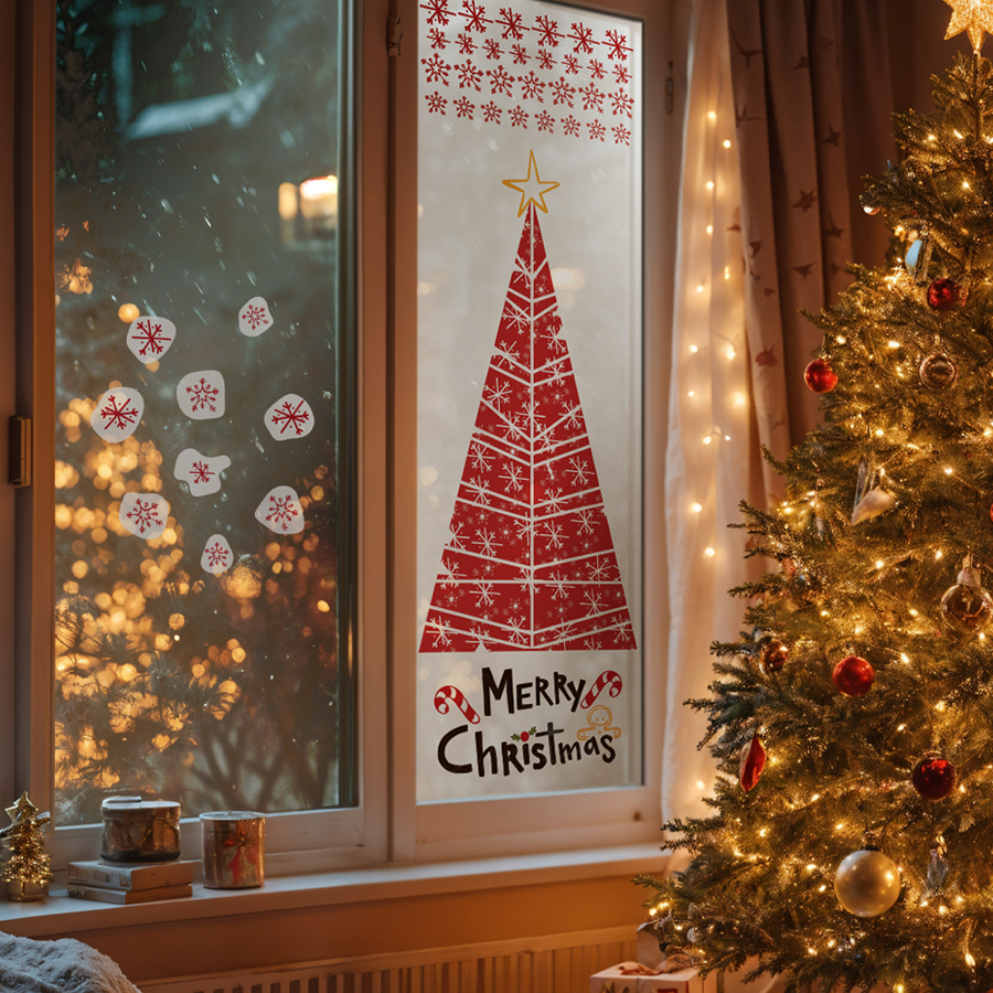 Vinilo estático Árbol Christmas red - Lineafix Static - imagen